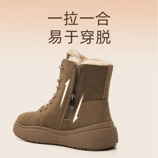 信诺真皮雪地靴女士2023新款冬季女鞋子加绒加厚棉鞋羊毛保暖短靴X3M309010 商品图5