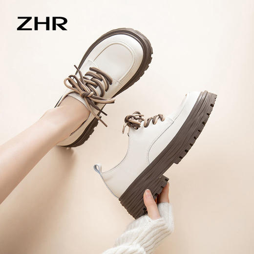 ZHR厚底英伦风小皮鞋女2023秋季新款美拉德单鞋韩系百搭女鞋 商品图5