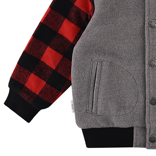 棉果果春秋季男童呢子棒球服外套 M312100419510 商品图7