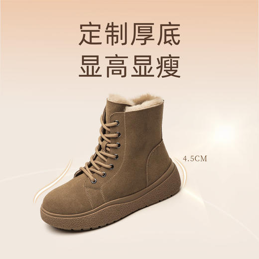 信诺真皮雪地靴女士2023新款冬季女鞋子加绒加厚棉鞋羊毛保暖短靴X3M309010 商品图3