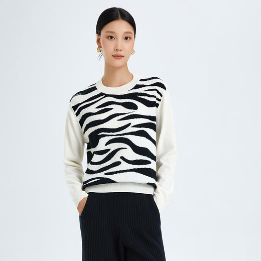 东黎 • 山羊绒女士秋冬提花圆领套衫 2635 商品图5