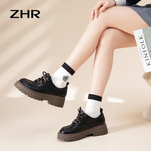 ZHR厚底英伦风小皮鞋女2023秋季新款美拉德单鞋韩系百搭女鞋 商品图3
