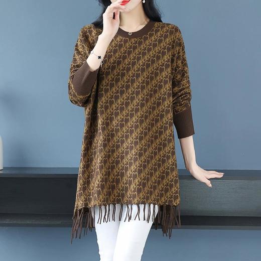 新款女士毛衣内搭，秋冬季打底衫小个子流苏中长款宽松连衣裙CC-26-7297 商品图1