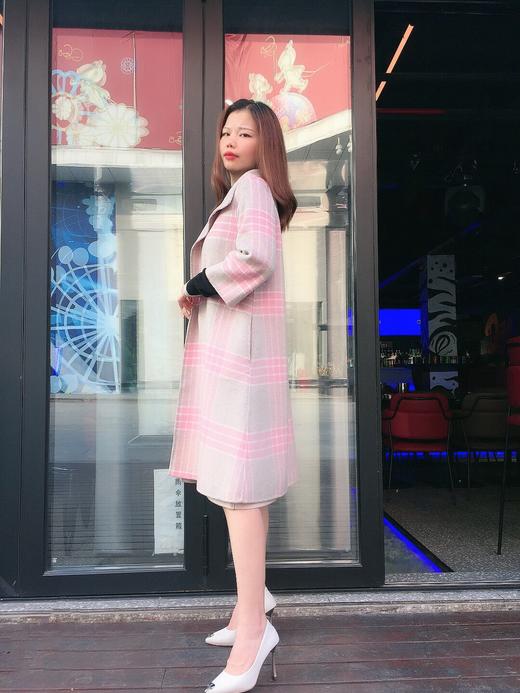 163C087--粉色纯羊毛双面呢中袖大衣--《乌鲁克雪花石膏大瓶》-《两河文明》 商品图6