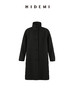 HIDEMI 双面alpaca长毛苏力羊驼毛立领可翻领式纽扣极简大衣 黑色/奶白色 商品缩略图13