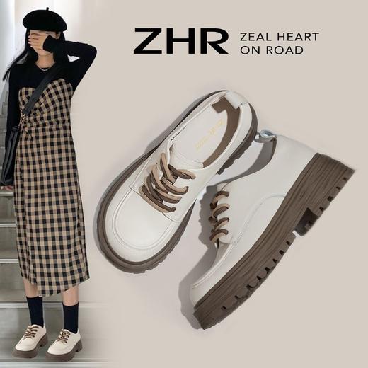 ZHR厚底英伦风小皮鞋女2023秋季新款美拉德单鞋韩系百搭女鞋 商品图4