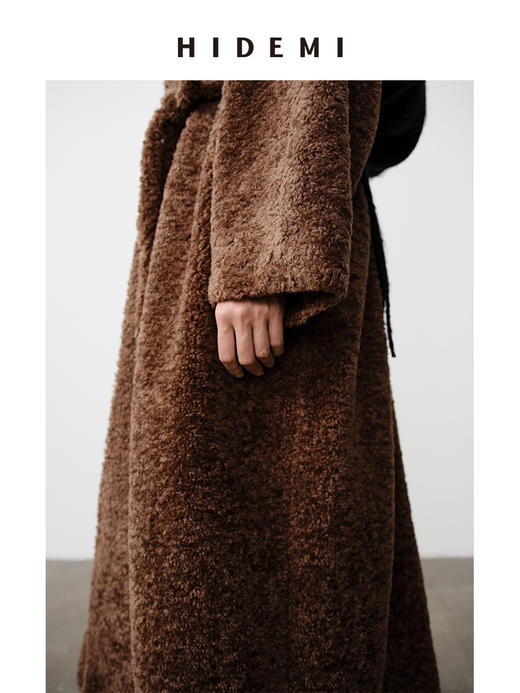 HIDEMI 翻领可调节抽绳设计感环保皮草大衣 短款/长款 商品图4