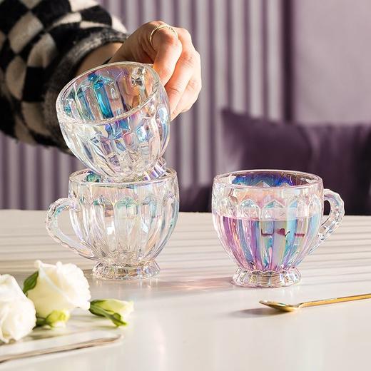 彩色轻奢玻璃杯网红创意家用套装牛奶奶茶咖啡果汁杯架高颜值杯子 商品图4