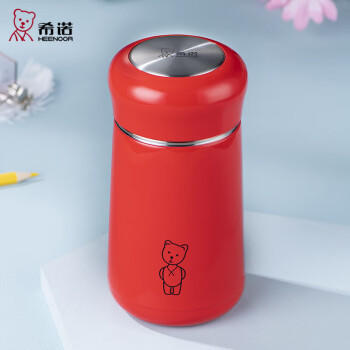 希诺保温杯女士高颜值不锈钢水杯家用便携泡茶杯子XN-9619红色 330mL 商品图4