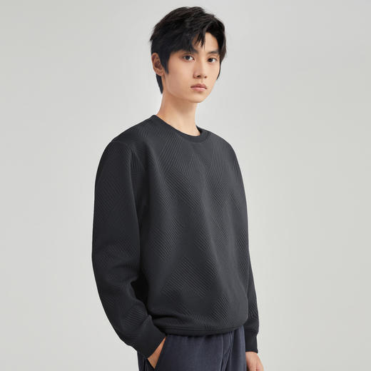 圣得西长袖T恤男2025秋季款套头青春落肩廓形3D圆领宽松卫衣潮 商品图3