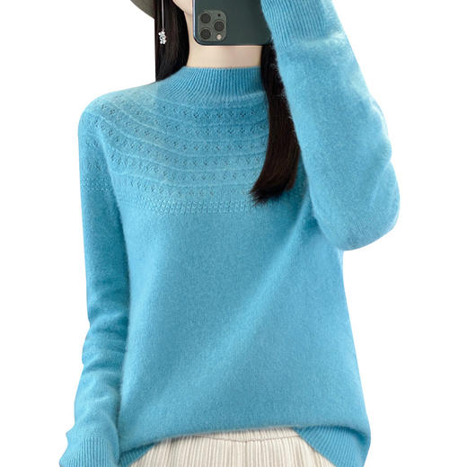丁摩 一线成衣羊毛衫女纯羊毛洋气毛衣纯色半高领3ZF-DMR-224 商品图4