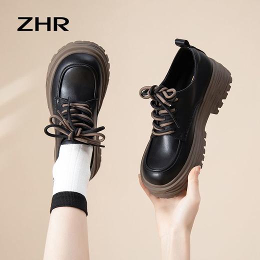 ZHR厚底英伦风小皮鞋女2023秋季新款美拉德单鞋韩系百搭女鞋 商品图1