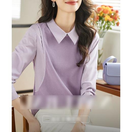 卫衣女长袖秋季新款紫色洋气韩版宽松春秋设计感假两件上衣 商品图0
