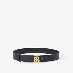 BURBERRY 巴宝莉 男士宽版皮革 TB 专属标识腰带 黑色 8070427 A7527