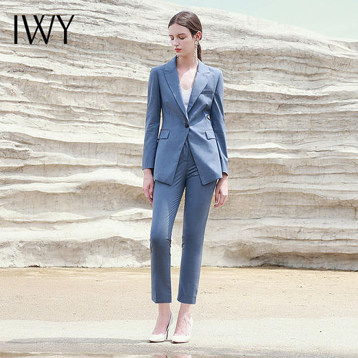 IWY/优雅西装套装女秋冬职业套裤面试正装酒店经理洋气西服外套休闲C13318+P13318ol 商品图3