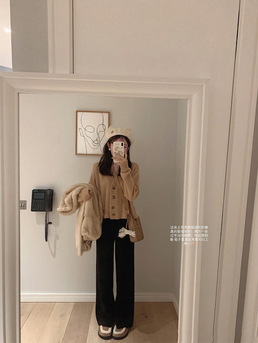 金蘑菇菇  奶糖套组/美丽绒宽松弛保暖针织开衫 商品图3