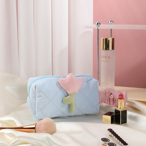 【奶油灯芯绒化妆包】可爱小众女收纳包  便携大容量  化妆品收纳包 商品图9