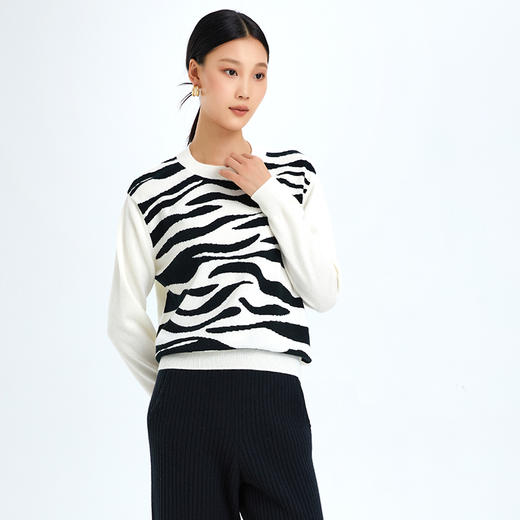 东黎 • 山羊绒女士秋冬提花圆领套衫 2635 商品图6