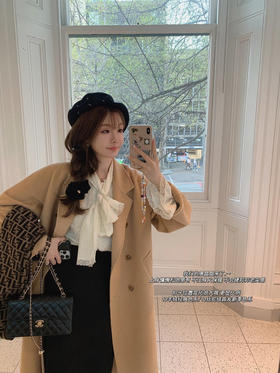 金蘑菇菇 重磅复活 五代黑标唐晶/经典宽松休闲中长款双面呢大衣