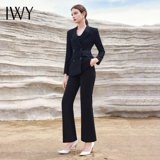 IWY/黑色新款高端西服外套女修身显瘦气质干练西装套裤名媛套装olC13309+P33309 商品图0