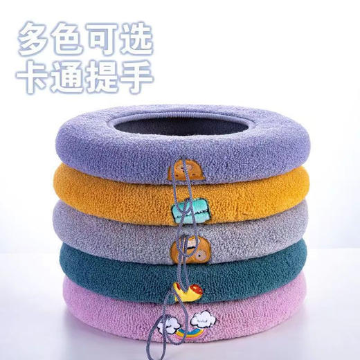 【柔软舒适自带提手！马桶坐垫四季】易于清洗，不易掉毛拉链款马桶坐垫四季家用可爱刺绣马桶圈盖拉链式毛绒提手坐便套 商品图5