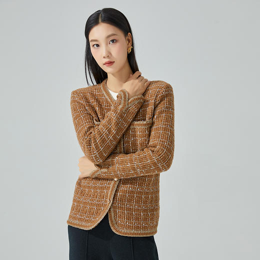 东黎 • 山羊绒女士秋冬圆领小香风开衫 3313 商品图5