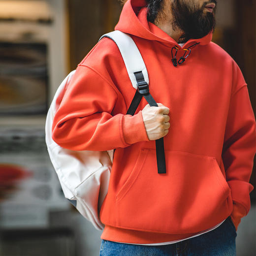 工装优选 美式休闲重磅毛呢连帽卫衣cleanfit廓形宽松套头衫男秋冬 商品图1