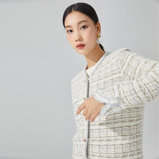 东黎 • 山羊绒女士秋冬圆领小香风开衫 3313 商品图4