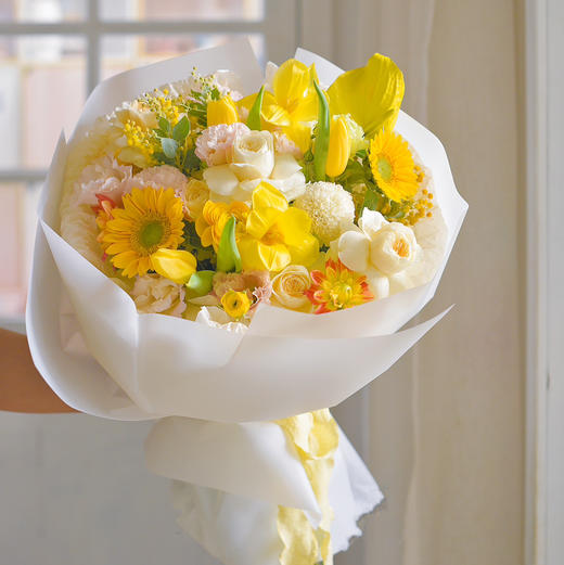 《法颂》清新柠檬黄郁金香花束奶油风 商品图5