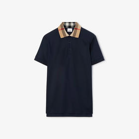 【一】BURBERRY 巴宝莉 男士格纹衣领棉质短袖 Polo 衫 深蓝色 8072661 B3590