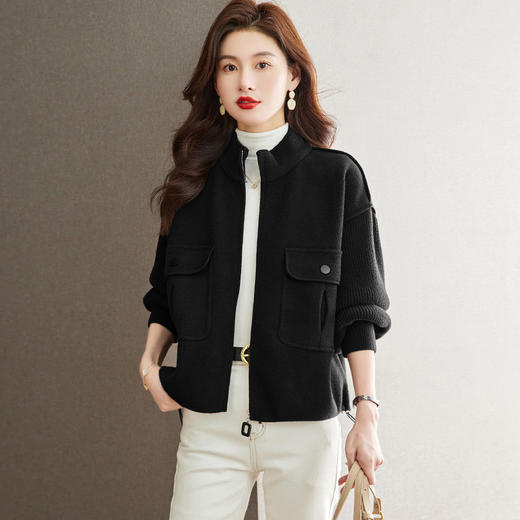 小香风毛呢外套，立领气质针织开衫CC-ML-B683 商品图2