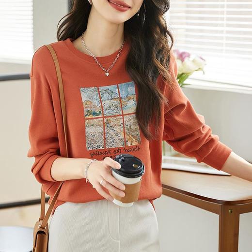 卫衣女长袖秋装新款洋气春秋款学生韩版宽松圆领设计感上衣 商品图3