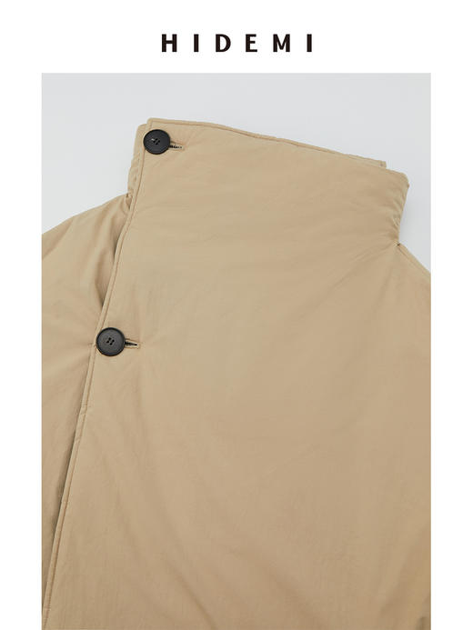 HIDEMI 格纹正反两面穿不对称极简oversize长款厚款大棉服保暖大衣 商品图9