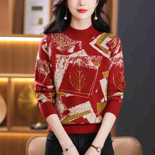 半高领印花毛衣，洋气内搭打底衫CC-101-F892 商品图2