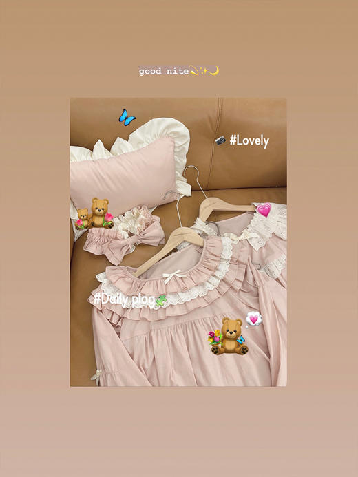 金蘑菇菇 小熊家居服系列 / 日系可爱全棉睡衣套装 商品图3