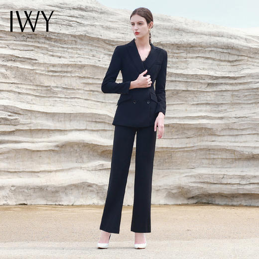 IWY/黑色新款高端西服外套女修身显瘦气质干练西装套裤名媛套装olC13309+P33309 商品图4