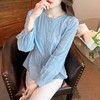 秋季新款，通勤穿搭法式掐腰上衣显瘦超柔软蓝色衬衫KQL-310H1916 商品缩略图2