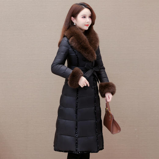 冬季新款，羽绒服女中长款妈妈装带毛领加厚白鸭绒外套QYM-LRX-YBE23830-Y 商品图1