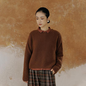 绽放792朵/100%羊毛针织衫肌理感圈圈毛慵懒风绒感短款宽松毛衣