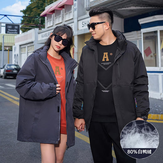 【新款DMH】大依优型大码男装羽绒服外套大号外套休闲加肥加大胖子穿上衣时尚白鸭绒可拆卸帽 商品图2