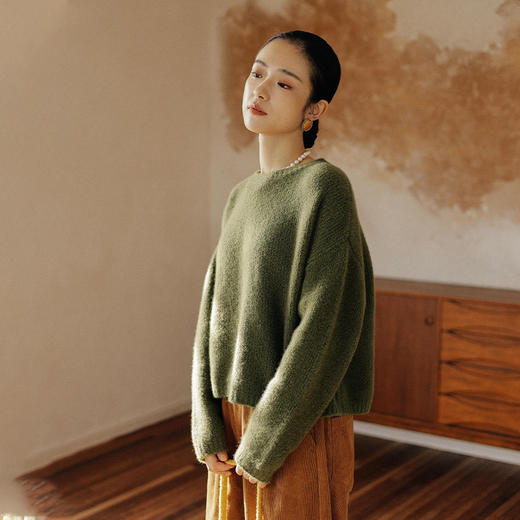 绽放792朵/100%羊毛针织衫肌理感圈圈毛慵懒风绒感短款宽松毛衣 商品图2