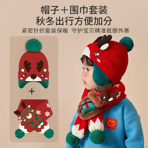 【儿童高密护耳帽】秋冬儿童护耳针织帽男女童 保暖围脖可爱加厚冬帽儿童毛线帽 商品图2