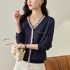 针织衫女长袖春秋季新款潮女装洋气毛衣韩版春秋款宽松v领上衣 商品缩略图2