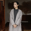 绽放875朵/宇航绒士林亚麻V领中式盘扣中长款灰色棉服秋冬外套 商品缩略图0