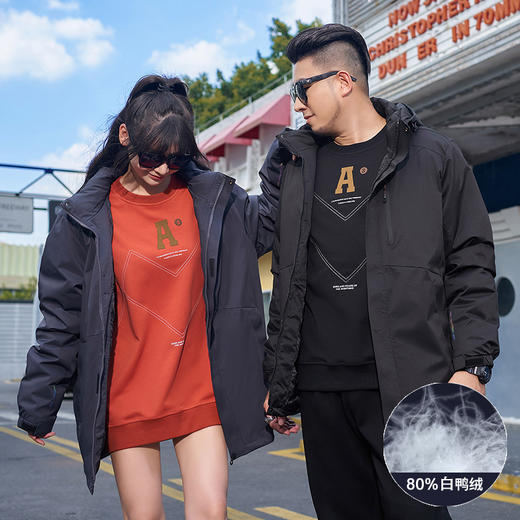 【新款DMH】大依优型大码男装羽绒服外套大号外套休闲加肥加大胖子穿上衣时尚白鸭绒可拆卸帽 商品图3