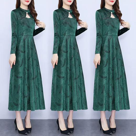 秋季新款，时尚洋气半高领显瘦减龄过膝长裙碎花连衣裙AHM-xrxm3402 商品图3