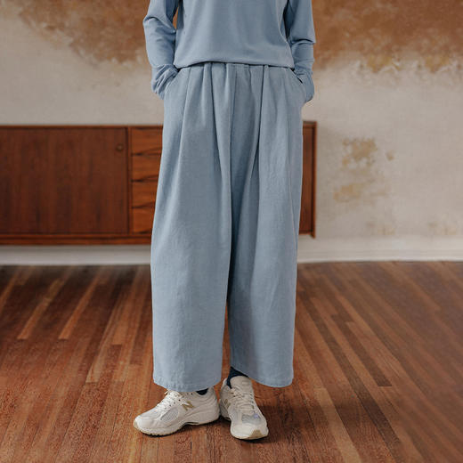 绽放911朵/全棉加厚萝卜裤2023秋冬新款全腰松紧文艺通勤休闲裤 商品图0