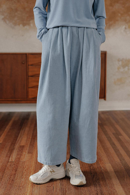 绽放911朵/全棉加厚萝卜裤2023秋冬新款全腰松紧文艺通勤休闲裤 商品图5