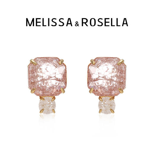 MELISSA&ROSELLA小众设计精致复古气质方形宝石水晶耳钉冰花耳环 商品图10