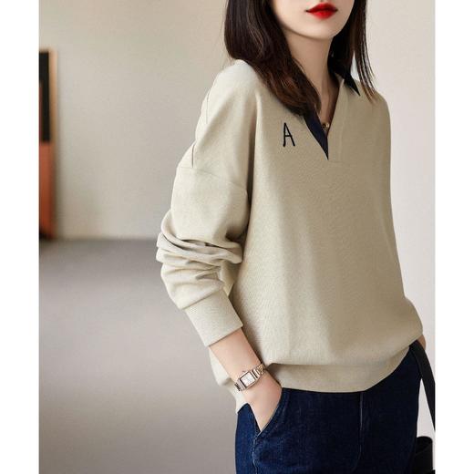 卫衣女长袖秋季衣服新款洋气韩版宽松设计感女人味v领上衣 商品图4